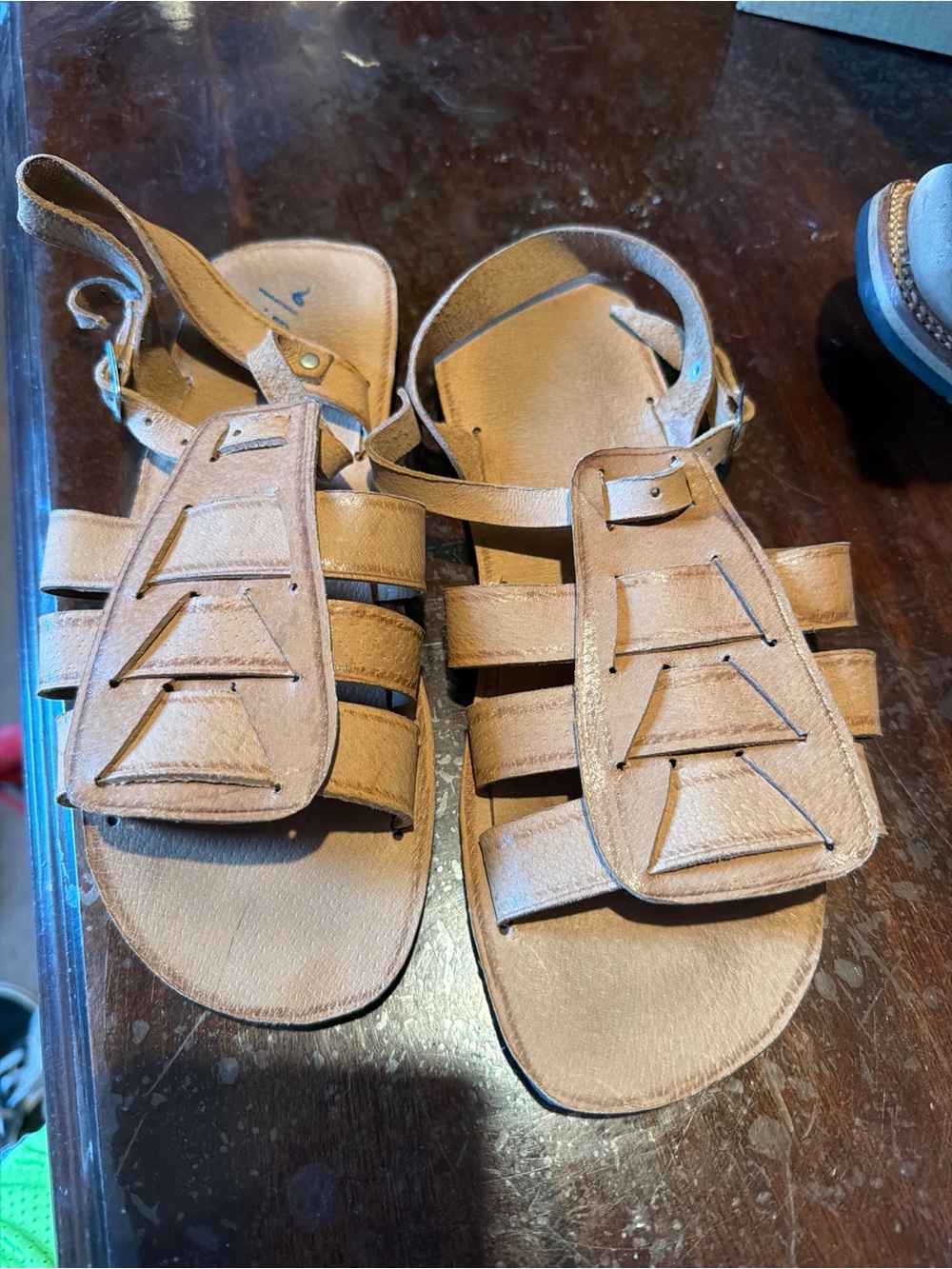 leather caged sandals.